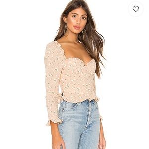 Majorelle corie corset top in tan ditsy